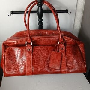 Bath & Body Works Red Crocodile-Embossed Travel Bag